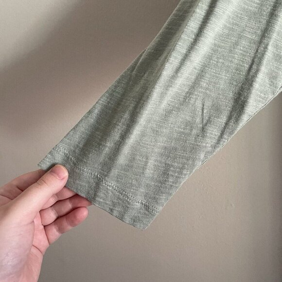 J.Jill Women M Green Cotton Modal Slub Crochet Trim V-Neck 3/4 Sleeves Tunic Top - Picture 5 of 11